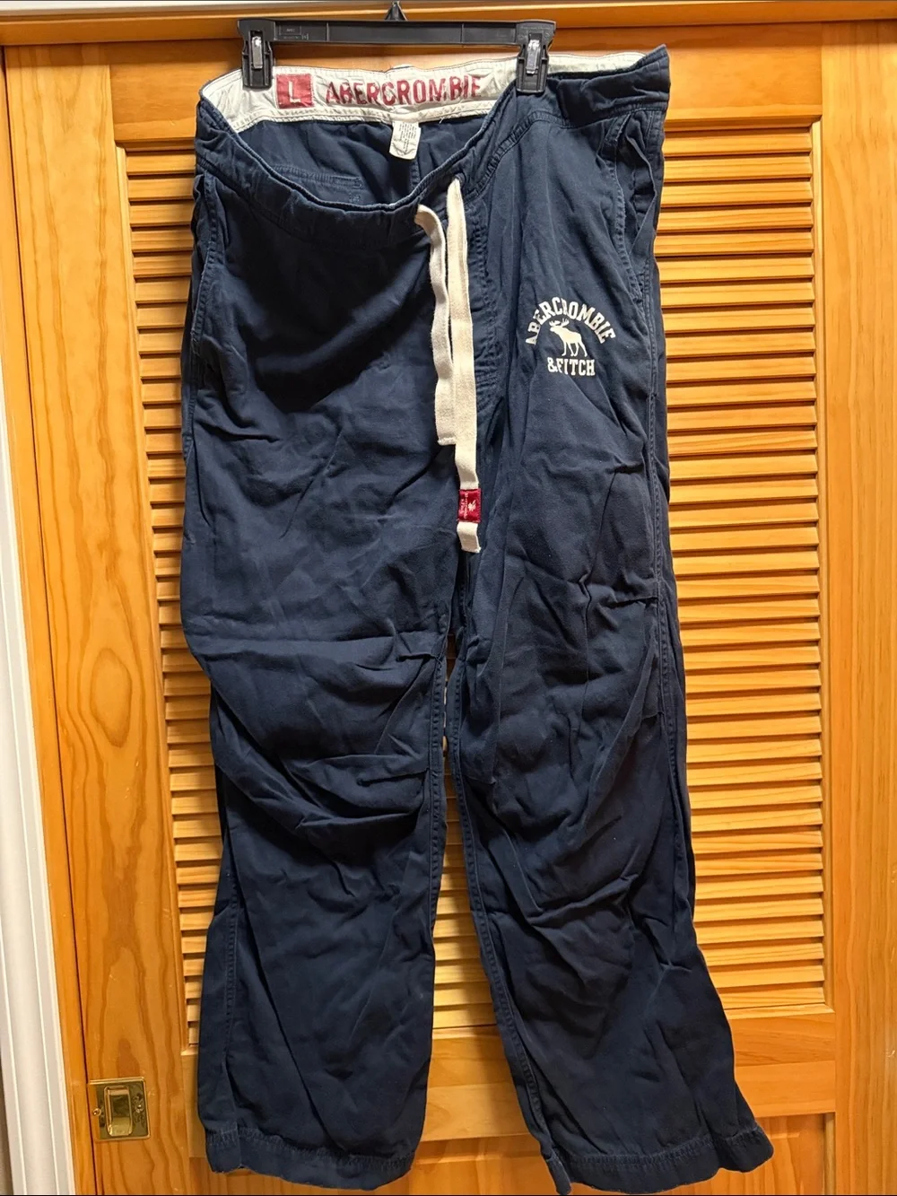 Abercrombie & Fitch Navy Blue Drawstring pant Large
